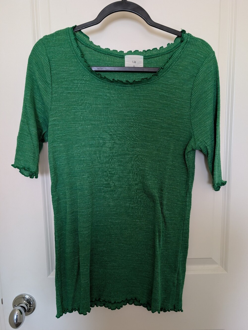 T.La Kelly Green Ribbed Short Sleeve Top